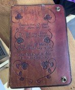 Thick leathercraft cover with missing closure flap